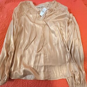 LOFT Metallic Gold Blouse